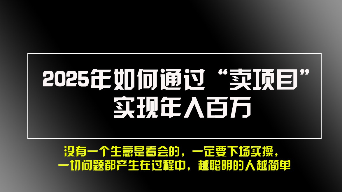 2025年如何通过“卖项目”实现年入百万-闲赋网