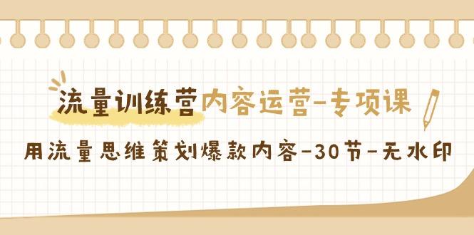 流量训练营之内容运营专项课，用流量思维策划爆款内容(30节课)-闲赋网