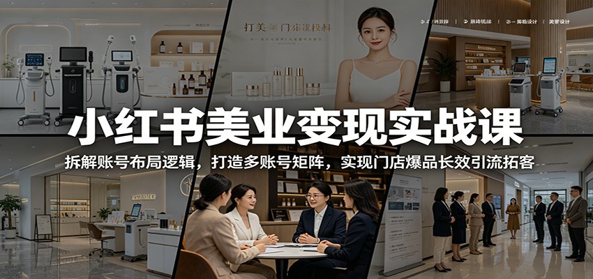 小红书美业变现实战课：拆解账号布局逻辑，打造多账号矩阵，实现门店爆品长效引流拓客-闲赋网