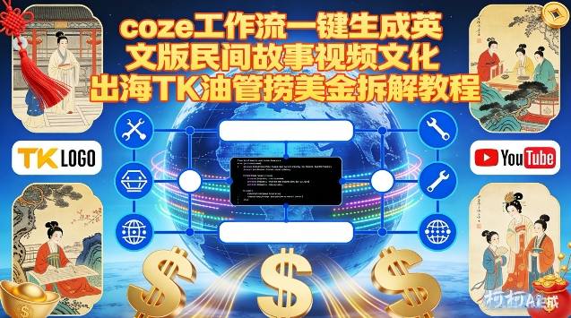 Coze扣子工作流一键生成英文版民间故事视频，文化出海TK油管捞美金拆解教程-闲赋网