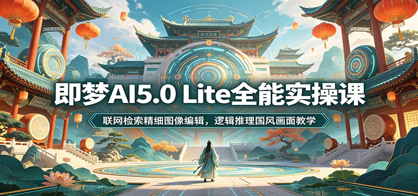 即梦AI5.0 Lite全能实操课：联网检索精细图像编辑，逻辑推理国风画面教学-闲赋网