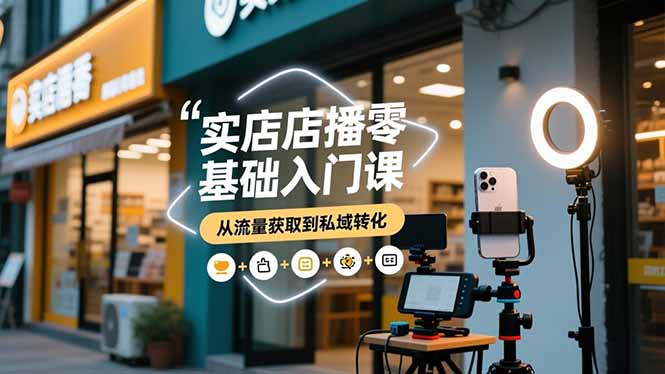 实体店播零基础入门课，实体店+短视频+直播+微信生态+私域社群，从流量获取到私域转化-闲赋网
