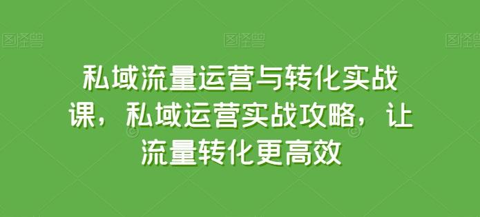 私域流量运营与转化实战课，私域运营实战攻略，让流量转化更高效-闲赋网