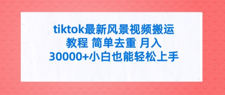 tiktok最新风景视频搬运教程 简单去重 月入3W+小白也能轻松上手【揭秘】-闲赋网