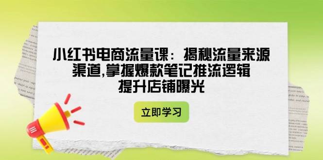 小红书电商流量课：揭秘流量来源渠道,掌握爆款笔记推流逻辑,提升店铺曝光-闲赋网