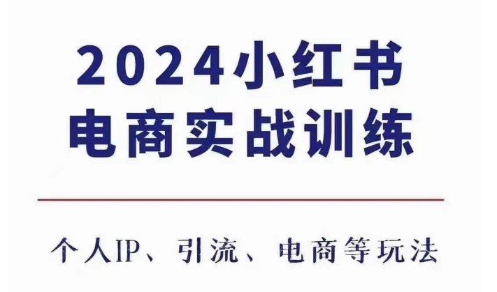 2024小红书电商3.0实战训练，包含个人IP、引流、电商等玩法-闲赋网