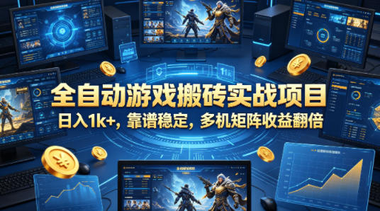 全自动游戏搬砖实战项目，日入1k+，靠谱稳定，多机矩阵收益翻倍【揭秘】-闲赋网