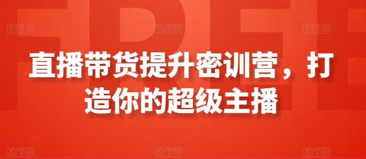 直播带货提升密训营，打造你的超级主播-闲赋网