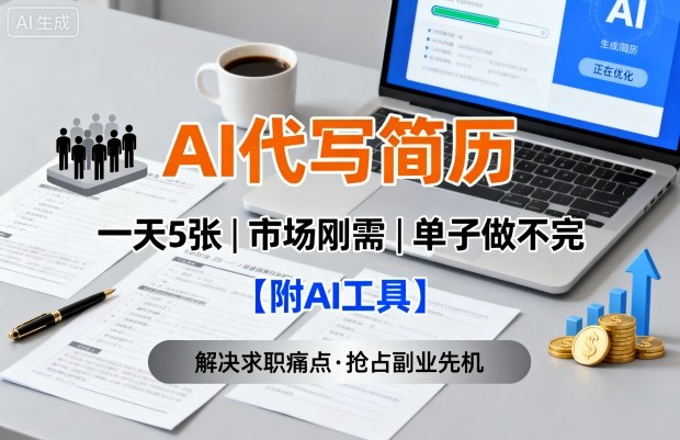 AI代写简历，一天5张，今年找工作难，市场刚需，单子做不完【附AI工具】-闲赋网