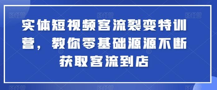 实体短视频客流裂变特训营，教你零基础源源不断获取客流到店-闲赋网