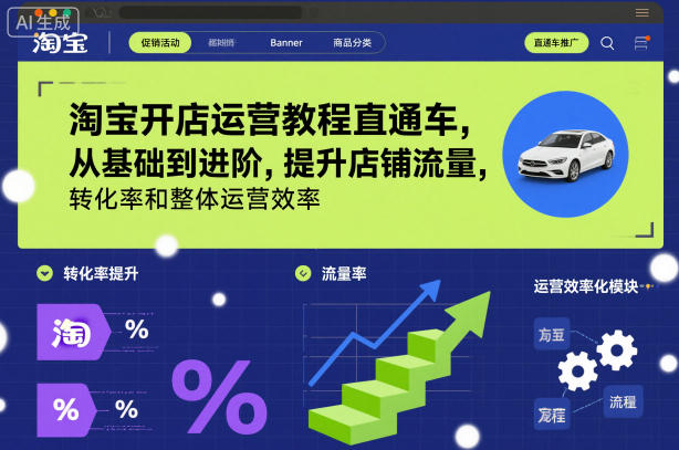 淘宝开店运营教程直通车，从基础到进阶，提升店铺流量，转化率和整体运营效率(更新26年4月20日)-闲赋网