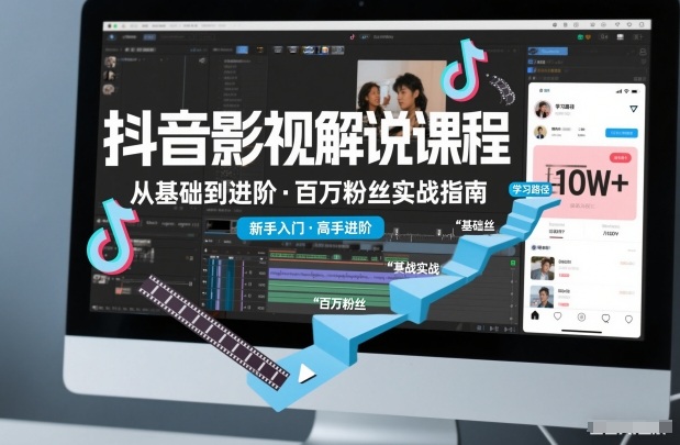 抖音百万粉丝影视解说课程，基础到进阶课，适合新手和进阶学习-闲赋网