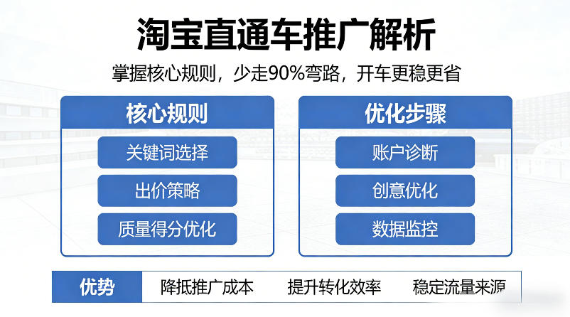 淘宝直通车推广解析，掌握核心规则，少走90%弯路，开车更稳更省-闲赋网