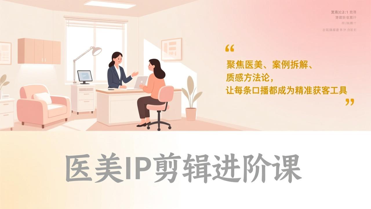 医美IP剪辑进阶课，聚焦医美、案例拆解、质感方法论，让每条口播都成为精准获客工具-闲赋网