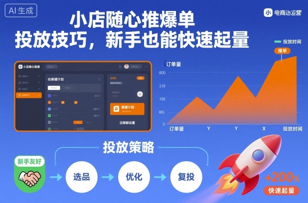 小店随心推爆单投放技巧，新手也能快速起量-闲赋网