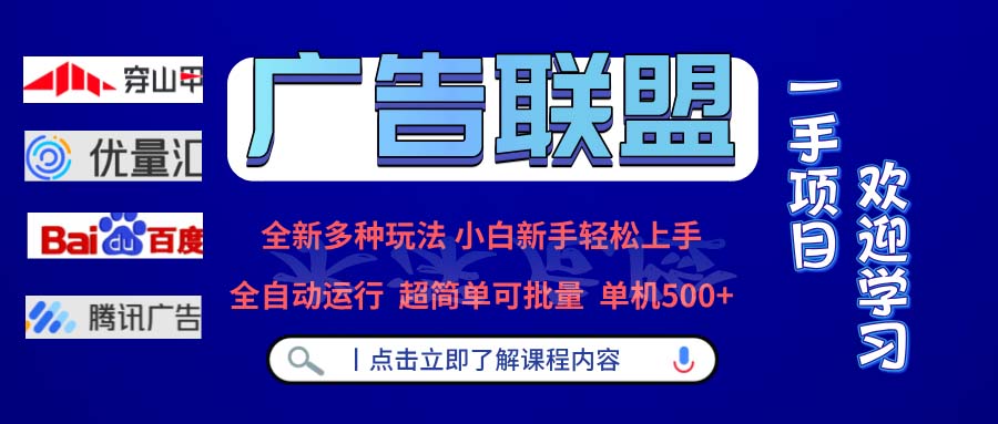 广告联盟 全新多种玩法 单机500+  全自动运行  可批量运行-闲赋网