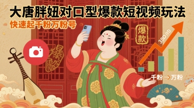 大唐胖妞对口型爆款短视频玩法，快速起千粉万粉号-闲赋网