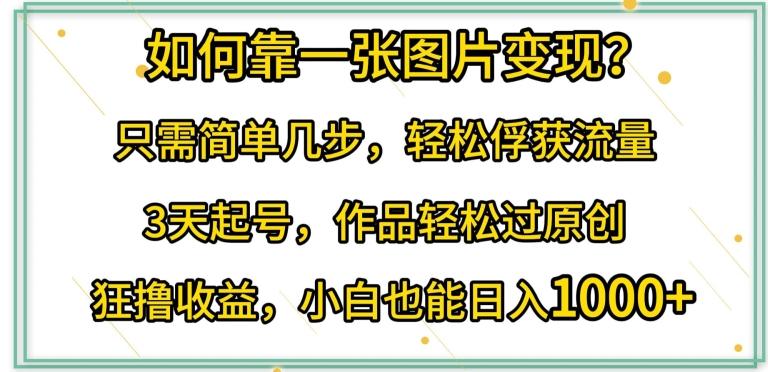 如何靠一张图片变现?只需简单几步，轻松俘获流量，3天起号，作品轻松过原创【揭秘】-闲赋网