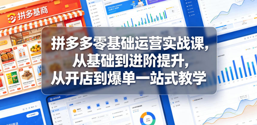 拼多多零基础运营实战课，从基础到进阶提升，从开店到爆单一站式教学-闲赋网