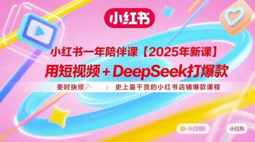 小红书一年陪伴课【2025年新课】，用短视频+deepSeek打爆款，史上最干货的小红书店铺爆款课程-闲赋网