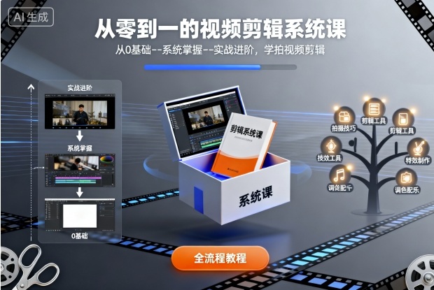 fce1aca930c5dbce3dcf5cf3170be8e4.jpeg 从零到一的视频剪辑系统课,从0基础–系统掌握–实战进阶,学拍视频剪辑
