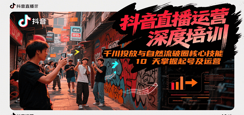 抖音直播运营深度培训，千川投放与自然流核心技能，10天掌握起号及运营(6-7月新课)-闲赋网