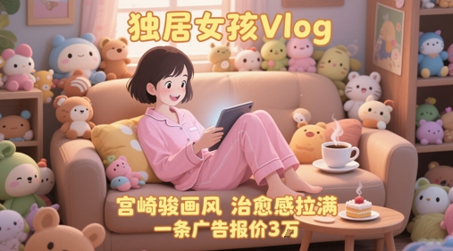 单个账号涨粉71W！用AI制作独居女孩Vlog，宫崎骏画风，治愈感拉满，一条广告报价3W-闲赋网
