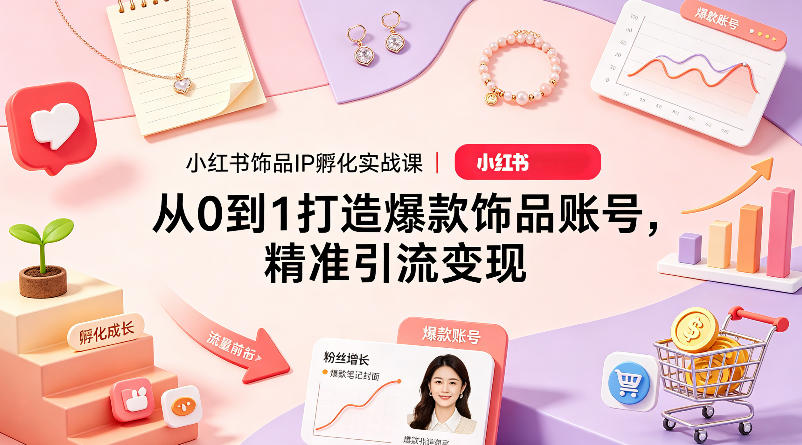 小红书饰品IP孵化实战课｜从0到1打造爆款饰品账号，精准引流变现-闲赋网