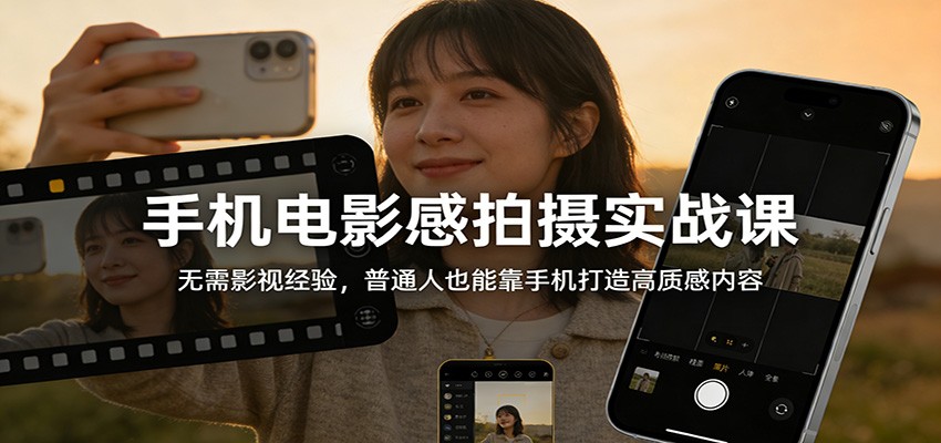 手机电影感拍摄实战课：无需影视经验，普通人也能靠手机打造高质感内容-闲赋网