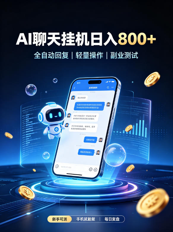AI聊天挂G项目，日入800➕，全自动操作，适用个人副业，支持工作室矩阵操作【揭秘】-闲赋网