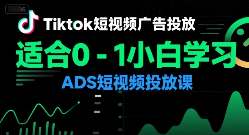 Tiktok短视频广告投放，适合0-1小白学习ADS短视频投放课-闲赋网