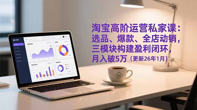 淘宝高阶运营私家课：选品、爆款、全店动销，三模块构建盈利闭环，月入破5万(更新26年1月-闲赋网