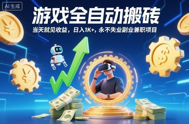 游戏全自动搬砖，当天就见收益，日入1K+，永不失业副业兼职项目【揭秘】-闲赋网