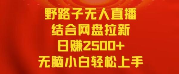 野路子无人直播结合网盘拉新，日赚2500+，小白无脑轻松上手【揭秘】-闲赋网
